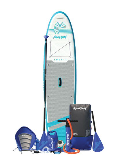 Aquaplanet ROCKIT 10’2" Inflatable Paddle Board/Kayak Package - Blue