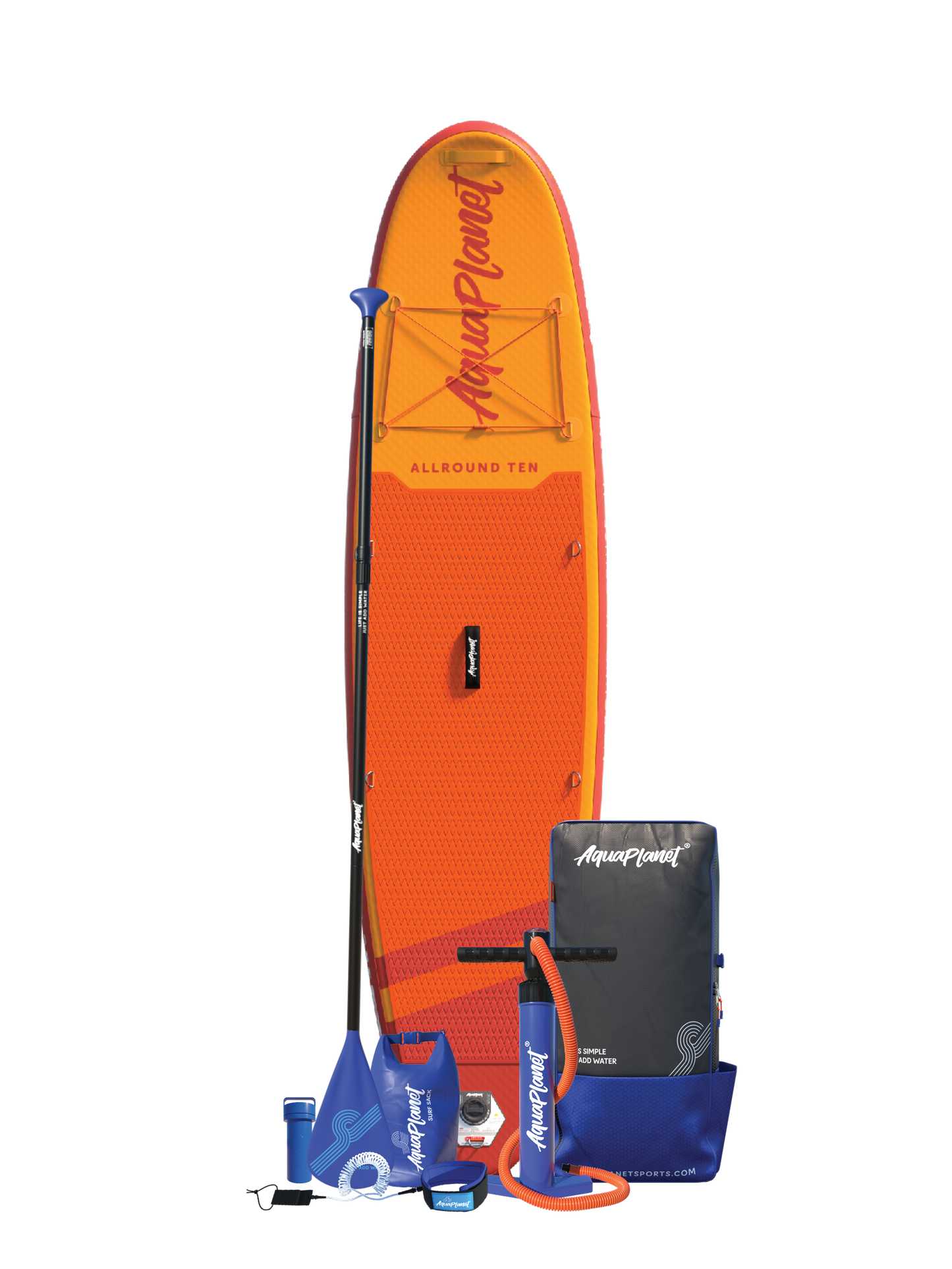 Aquaplanet ALLROUND TEN 10’ Inflatable Paddle Board Package - Orange